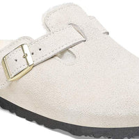 WOMEN'S BIRKENSTOCK BOSTON SHEARLING SUEDE LEATHER | ANTIQUE WHITE