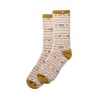 WOMEN'S UGG LESLIE GRAPHIC CREW SOCK | OCHRE GREEN MULTI UGGISLE