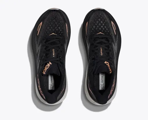 WOMEN'S HOKA CLIFTON 9 | BLACK / ROSE GOLD