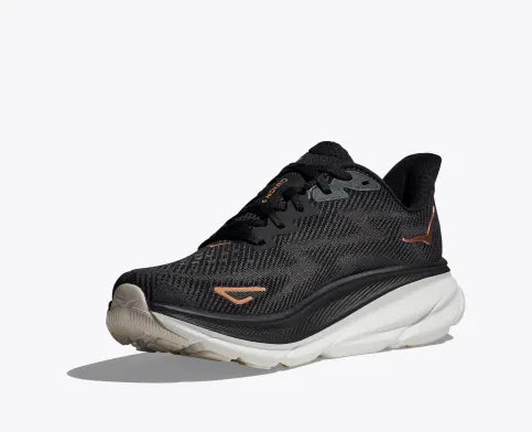 WOMEN'S HOKA CLIFTON 9 | BLACK / ROSE GOLD
