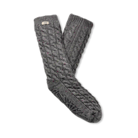 WOMEN'S UGG ELOWYN CABLE KNIT FLEECE LINED SOCKS | CHARCOAL HEATHER CONFETTI