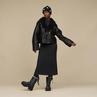 WOMEN'S UGG FINNIAN LUXE FLUFF MOTO JACKET | BLACK