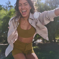 WOMEN'S PRANA RAILAY OVERSIZED BUTTON DOWN | ALMOND