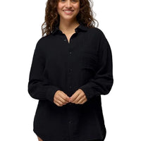 WOMEN'S PRANA HIDEAWAYS BUTTON DOWN TOP | BLACK