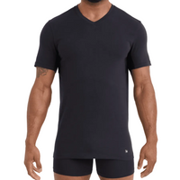 MEN'S SAXX DROPTEMP DRY COTTON UNDERSHIRT V NECK 2 PACK | BLACK