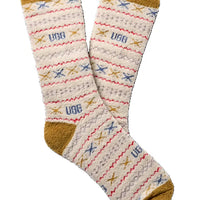 WOMEN'S UGG LESLIE GRAPHIC CREW SOCK | OCHRE GREEN MULTI UGGISLE