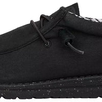 MEN'S HEY DUDE WALLY STRETCH CANVAS | BLACK / BLACK