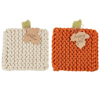 MUDPIE PUMPKIN KNIT TRIVETS