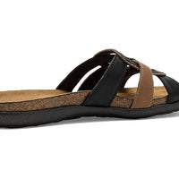WOMENS NAOT LIV SLIP ON SANDAL | JET BLACK | LATTE COMBO
