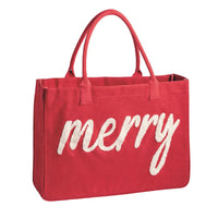 MUDPIE HOLIDAY BOUCLE TOTE | RED