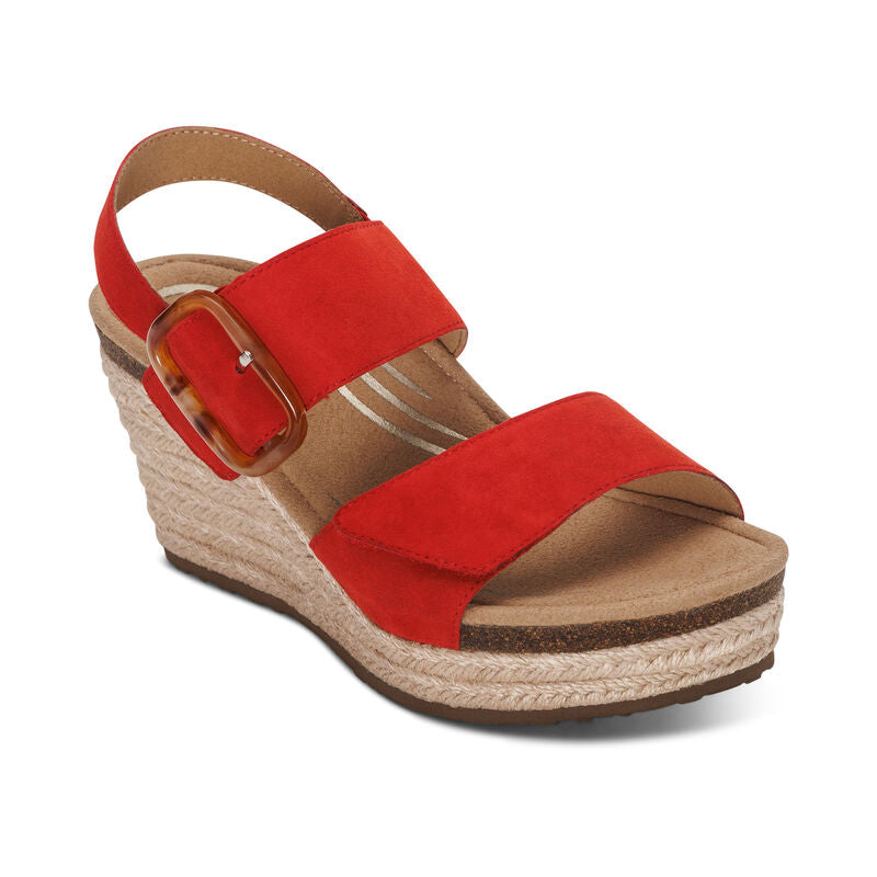 WOMEN'S AETREX ASHLEY ARCH SUPPORT WEDGE SANDAL | POPPY