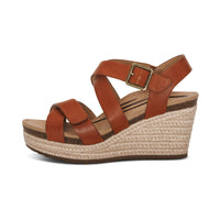 WOMEN'S AETREX ANNA ARCH SUPPORT WEDGE SANDAL | COGNAC