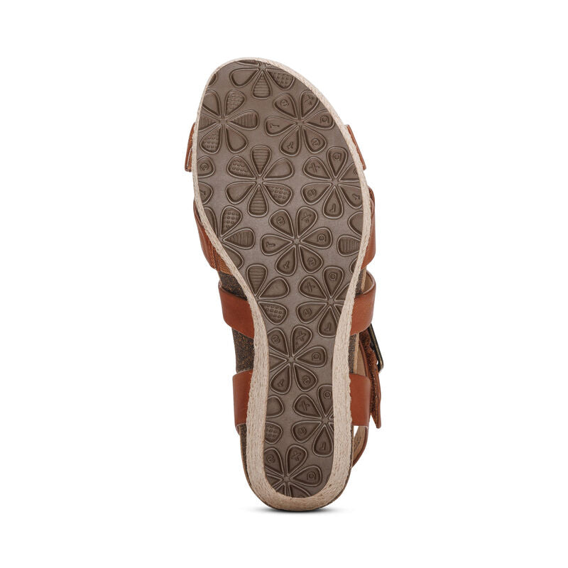 WOMEN'S AETREX ANNA ARCH SUPPORT WEDGE SANDAL | COGNAC