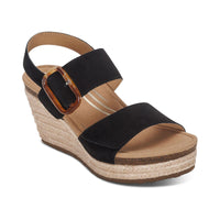 WOMEN'S AETREX ASHLEY ARCH SUPPORT WEDGE SANDAL | BLACK