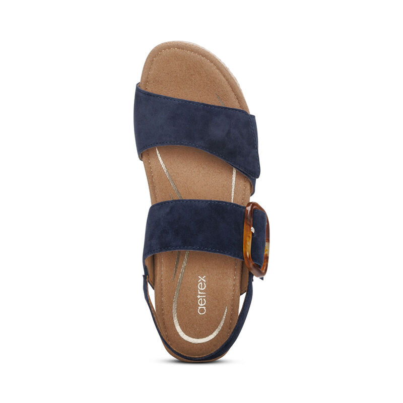 WOMEN'S AETREX ASHLEY ARCH SUPPORT WEDGE SANDAL | NAVY