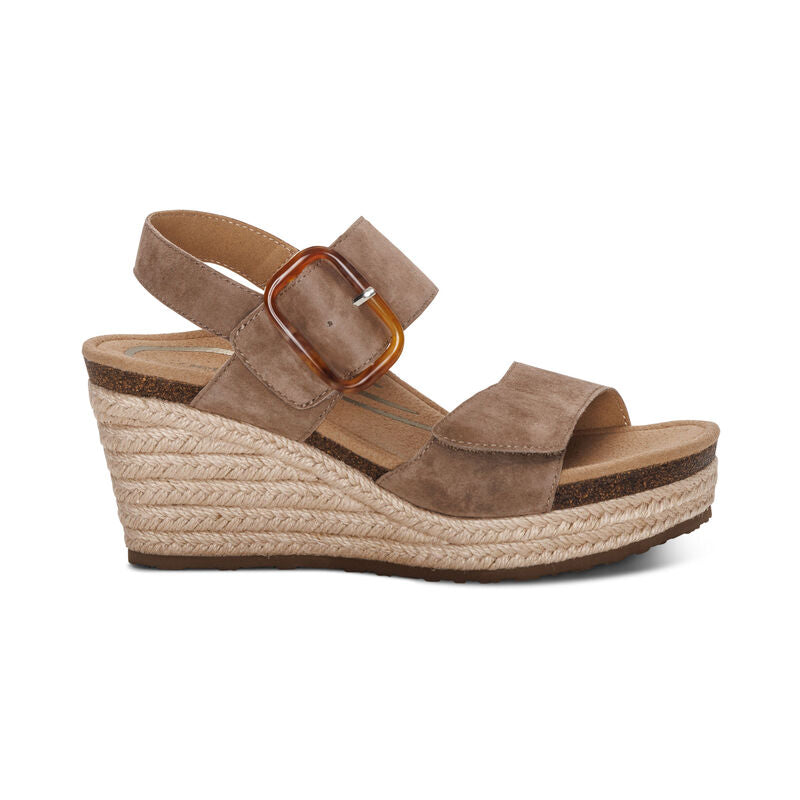 WOMEN'S AETREX ASHLEY ARCH SUPPORT WEDGE SANDAL | TAUPE