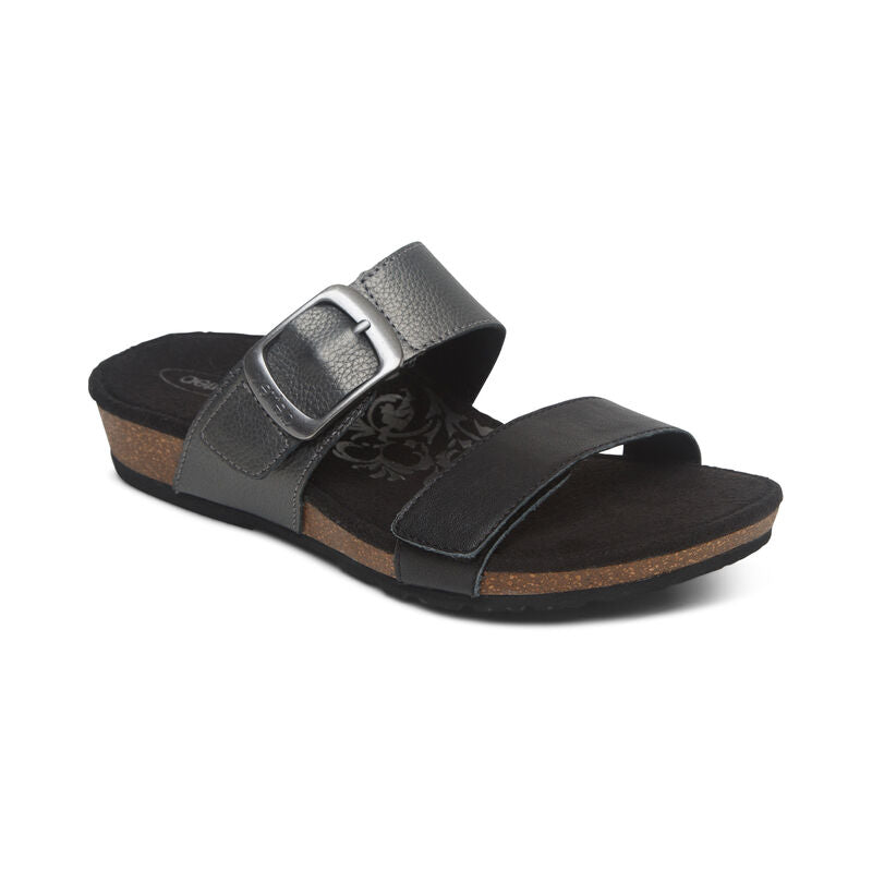 WOMEN'S AETREX DAISY ADJUSTABLE SLIDE | BLACK