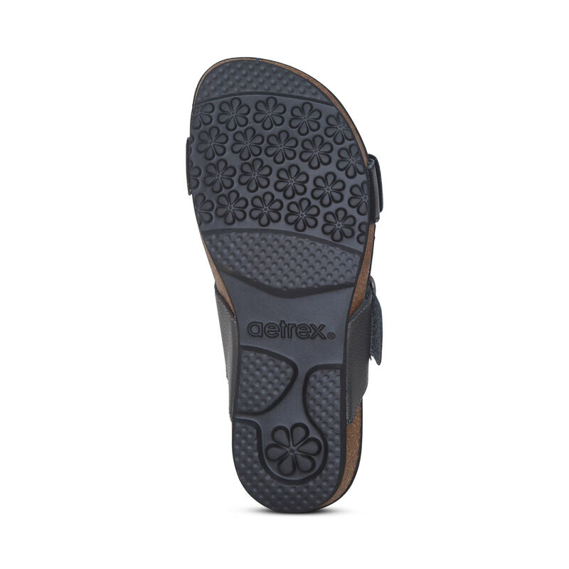 WOMEN'S AETREX DAISY ADJUSTABLE SLIDE | BLACK