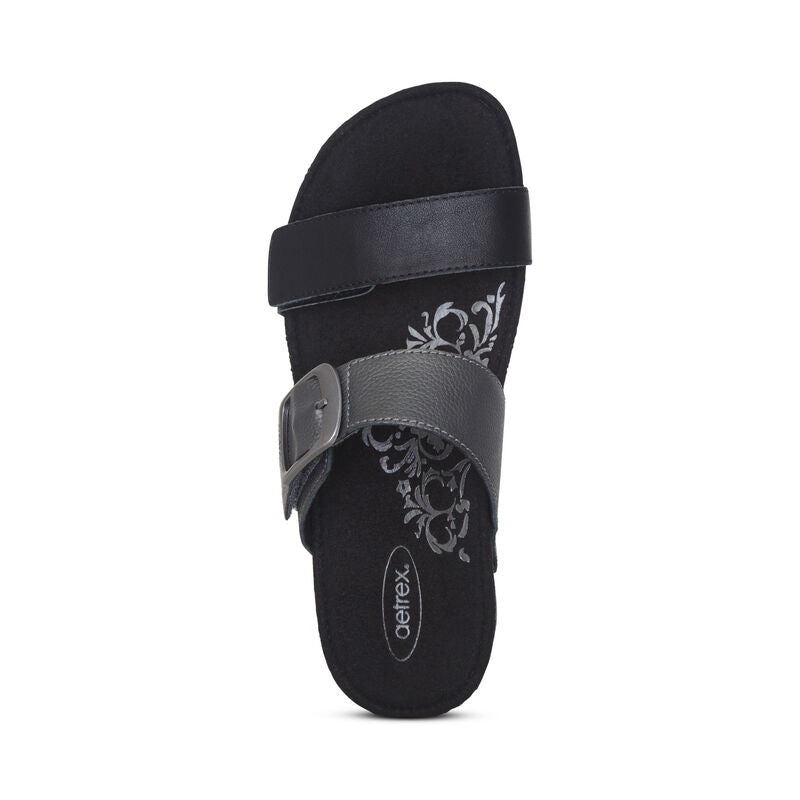 WOMEN'S AETREX DAISY ADJUSTABLE SLIDE | BLACK