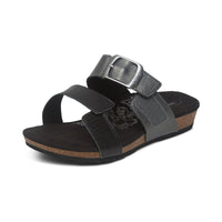 WOMEN'S AETREX DAISY ADJUSTABLE SLIDE | BLACK