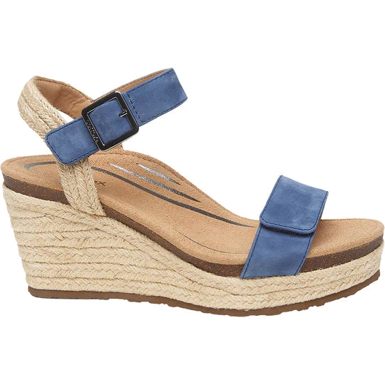 WOMEN'S AETREX SYDNEY QUARTER STRAP ESPADRILLE WEDGE BLUE
