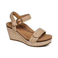 WOMEN'S AETREX SYDNEY QUARTER STRAP ESPADRILLE WEDGE | NATURAL