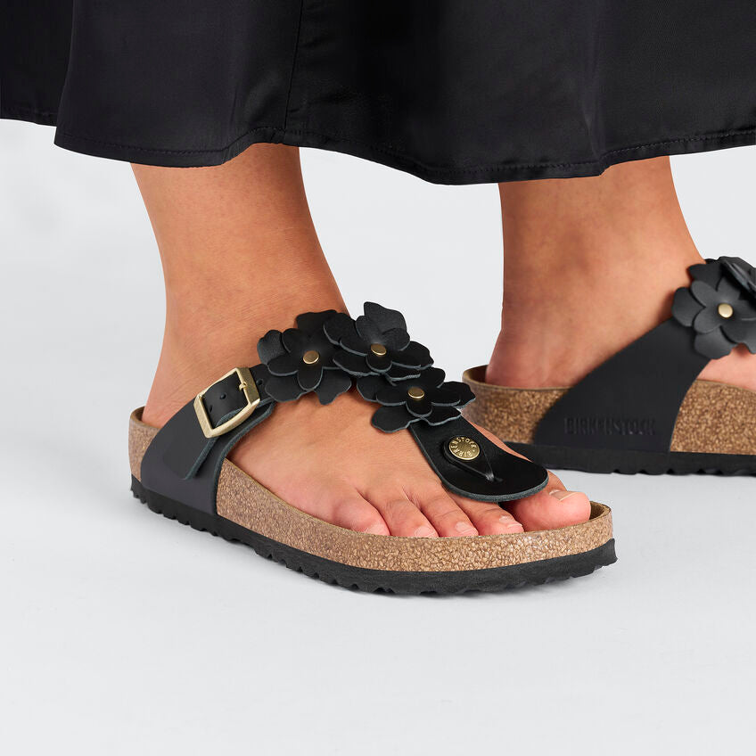 WOMEN'S BIRKENSTOCK GIZEH FLOWER | BLACK