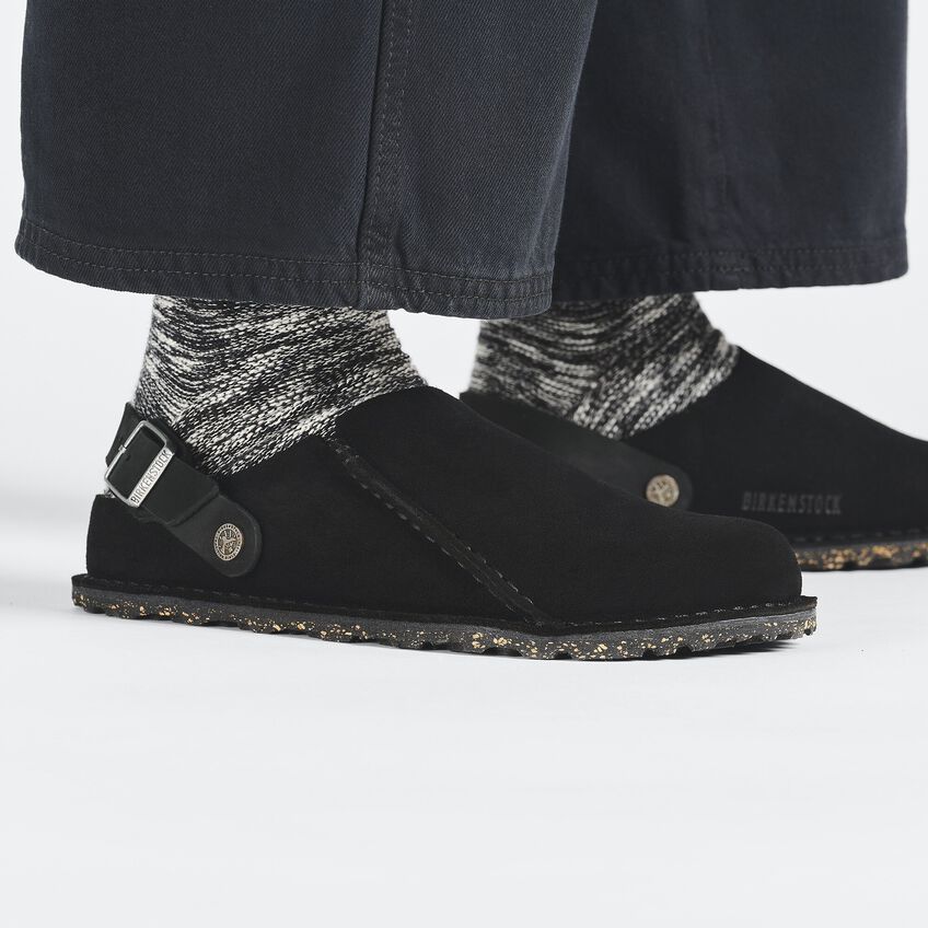 Birkenstock Lutryブラック UNISEX BIRKENSTOCK LUTRY PREMIUM SUEDE | BLACK – Randy's Shoes