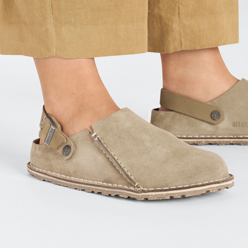 UNISEX BIRKENSTOCK LUTRY PREMIUM SUEDE | GRAY TAUPE – Randy's Shoes