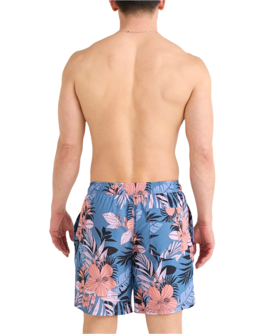 MEN'S SAXX OH BOUY 2N1 STRETCH SWIM VOLLEY 7" WITH LINER | HIBISCUS JUNGLE / BLUE