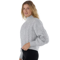 WOMEN'S TAVI HI LOW CABLE SWEATER | ASH