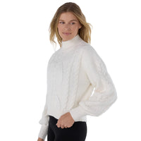 WOMEN'S TAVI HI LOW CABLE SWEATER | COCONUT