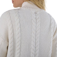 WOMEN'S TAVI HI LOW CABLE SWEATER | COCONUT