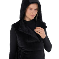 WOMEN'S TAVI RIBBED VELOUR PUFFER VEST | EBONY