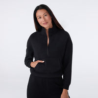 WOMEN'S TAVI FRENCH TERRY RELAXED HALF ZIP SWEATSHIRT | EBONY