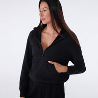 WOMEN'S TAVI FRENCH TERRY RELAXED HALF ZIP SWEATSHIRT | EBONY