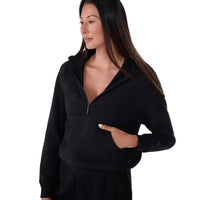 WOMEN'S TAVI FRENCH TERRY RELAXED HALF ZIP SWEATSHIRT | EBONY