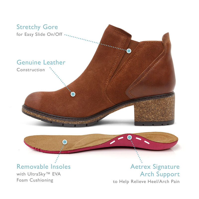 WOMEN'S AETREX FRANKIE BOOT | CARAMEL / CAFE