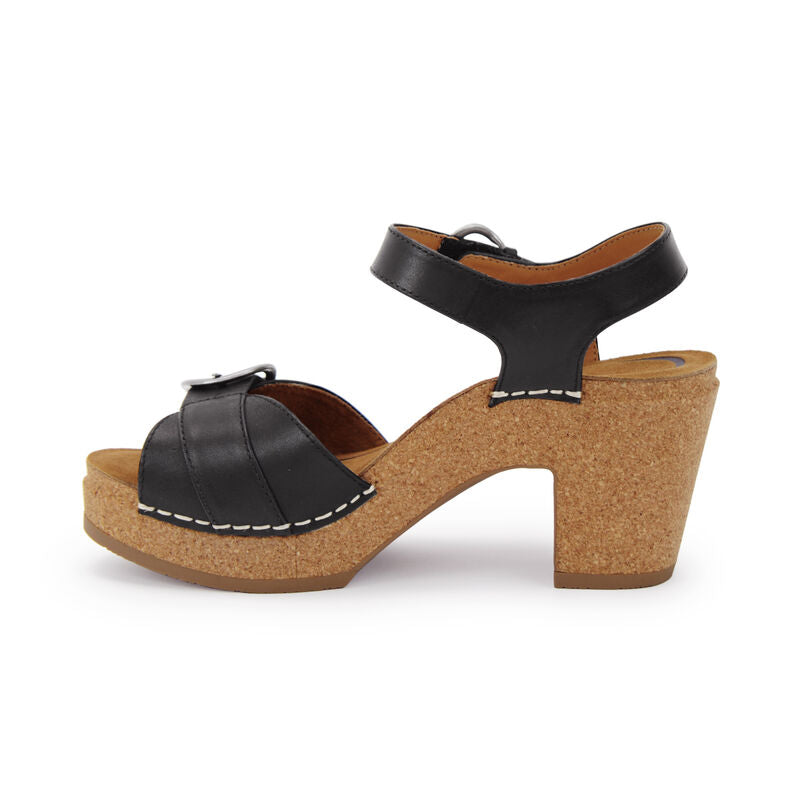 WOMEN'S AETREX TORY OPEN TOE HEELS | BLACK