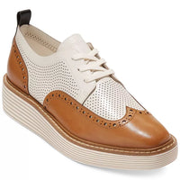 WOMEN'S COLE HAAN ØRIGINAL GRAND PLATFORM WINGTIP OXFORD | PECAN / IVORY