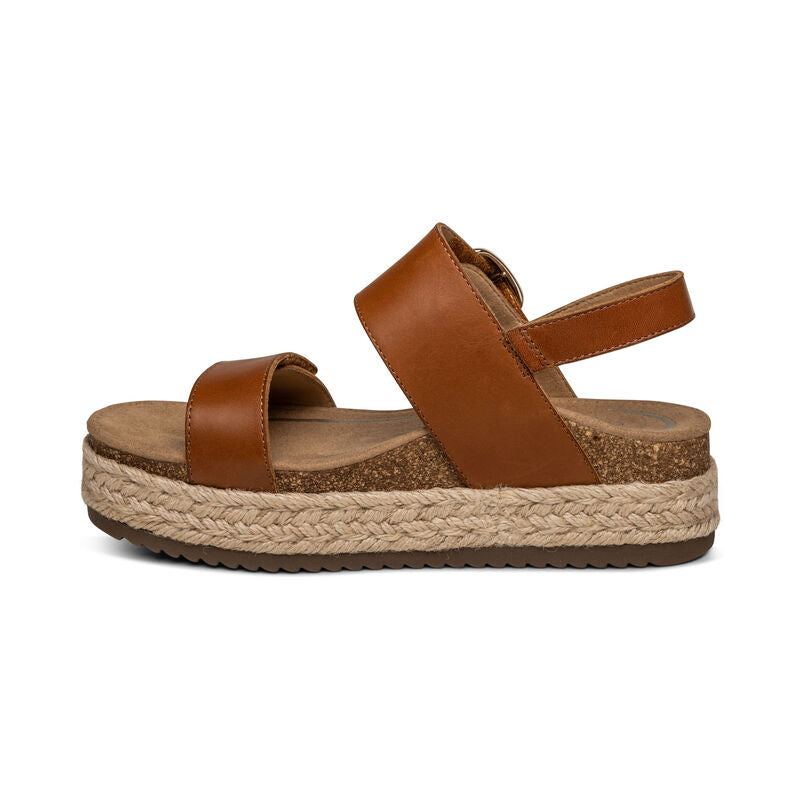 WOMEN'S AETREX VANIA ARCH SUPPORT PLATFORM SANDAL | COGNAC