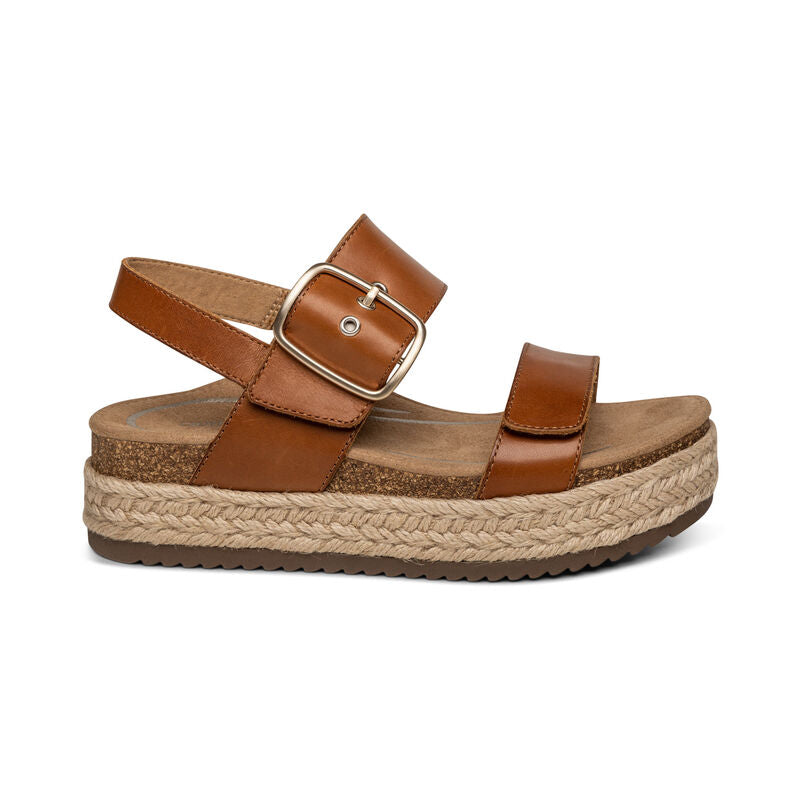 WOMEN'S AETREX VANIA ARCH SUPPORT PLATFORM SANDAL | COGNAC