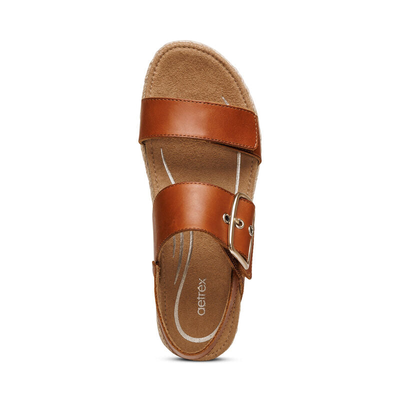 WOMEN'S AETREX VANIA ARCH SUPPORT PLATFORM SANDAL | COGNAC
