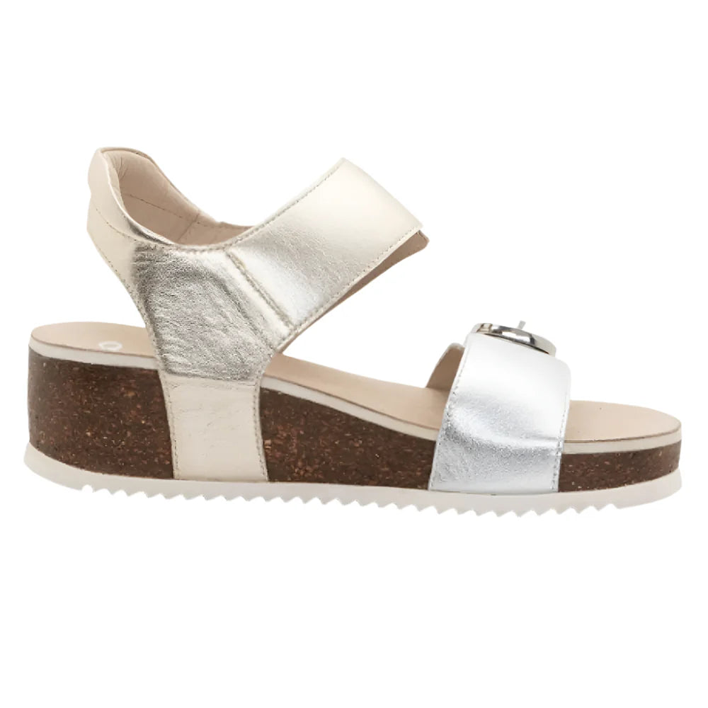 WOMEN'S ARA NOVA ADJUSTABLE WEDGE SANDAL | SILVER METALLIC 12