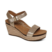 WOMEN'S AETREX SYDNEY QUARTER STRAP ESPADRILLE WEDGE | CHAMPAGNE