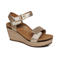 WOMEN'S AETREX SYDNEY QUARTER STRAP ESPADRILLE WEDGE | CHAMPAGNE