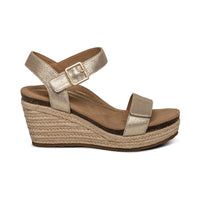 WOMEN'S AETREX SYDNEY QUARTER STRAP ESPADRILLE WEDGE | CHAMPAGNE