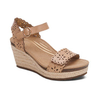 WOMEN'S AETREX SYDNEY QUARTER STRAP ESPADRILLE WEDGE | SAND CUTOUT