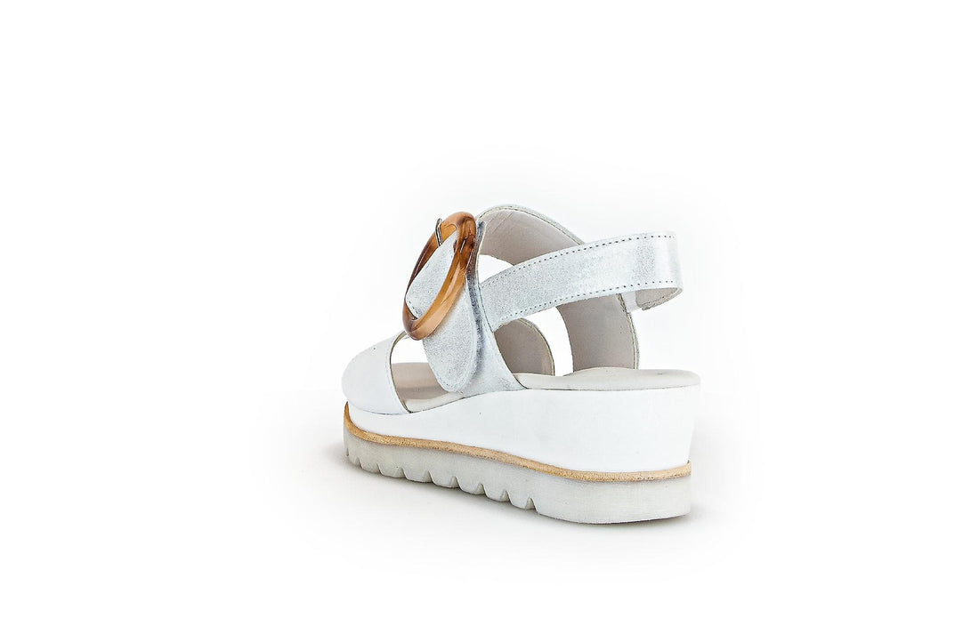 WOMEN'S GABOR 44.645.31 PLATFORM SANDAL | WHITE METALLIC