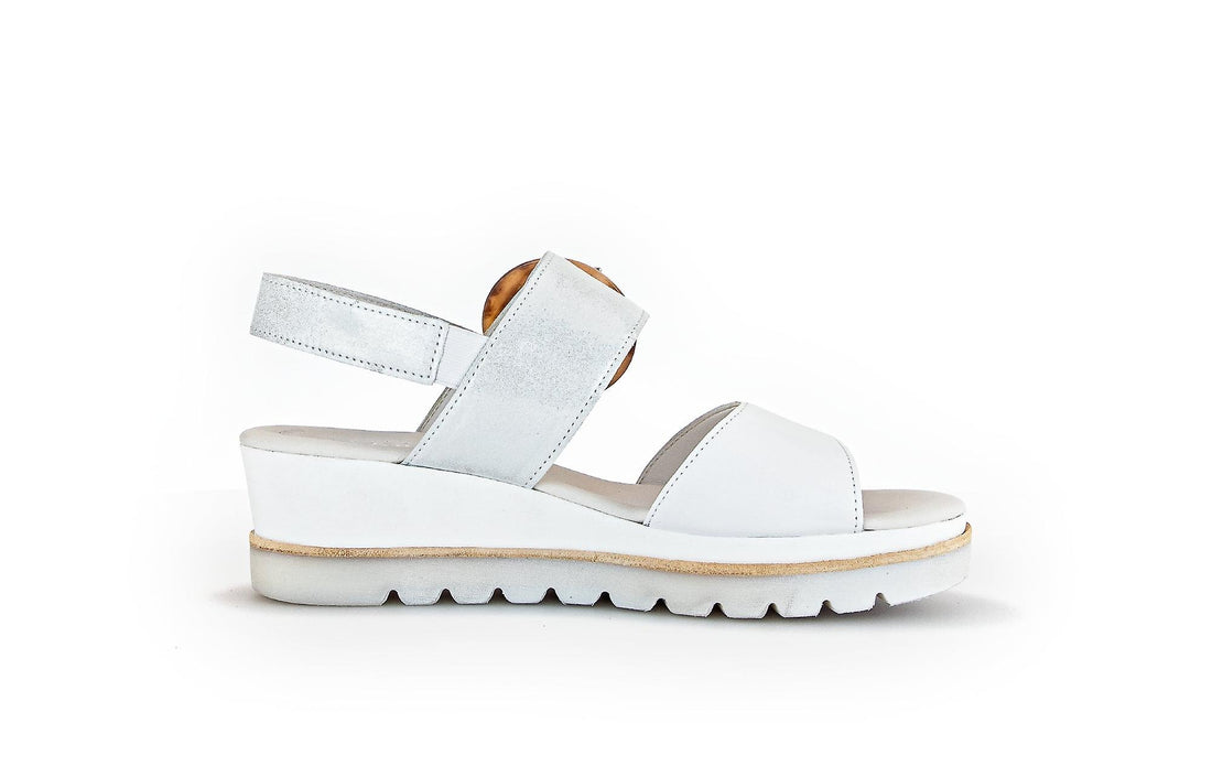 WOMEN'S GABOR 44.645.31 PLATFORM SANDAL | WHITE METALLIC